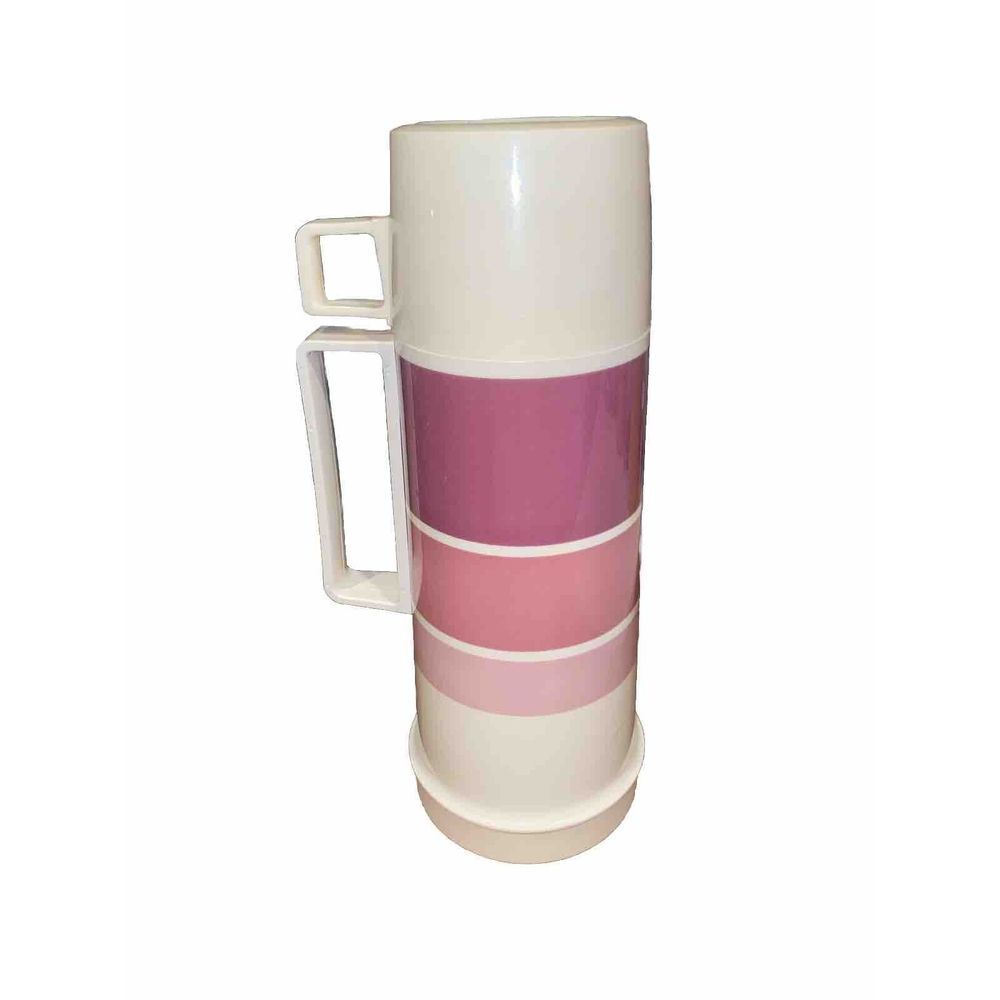 Vintage Striped Thermos Rose/Magenta Stripes Excellent Condition Work Travel